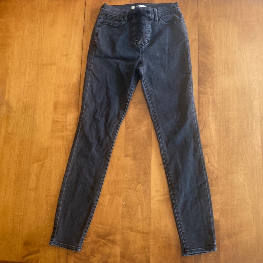 PACSUN High Waisted Tie Black Skinny Jeans